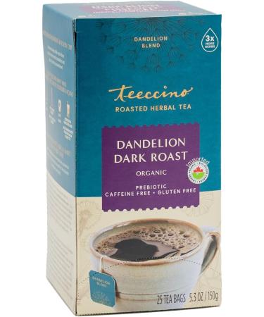 Teeccino Dandelion Tea Dark Roast Rich & Roasted Herbal Tea That s Caffeine Free & Prebiotic with Detoxifying Dandelion Root 25 Tea Bags - Buy Online on SooperMarket.com