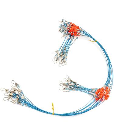 YOTO Fishing Leaders,Stainless Steel Tackle Rig with Tackle Lure Swivels Snaps, Saltwater rig Wire Leader Fishing Leader Wire Bottom rigs for Saltwater Blue 2arm-24pcs