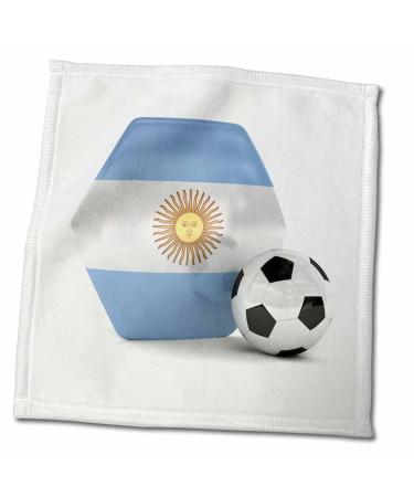 3dRose Carsten Reisinger - Illustrations - Argentina Soccer Ball - Towels (twl-181889-3) 11x12 Wash Cloth for Face and Body