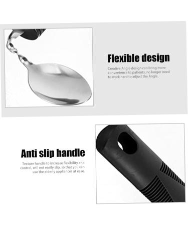 Spoon Adaptive Cutlery 3 Pieces Stainless Steel Mirror Polished Bendable Flexible Portable Curved Cutlery Cutlery with Plastic Non-Slip Handles for People with Disabilities - Buy Online on SooperMarket.com