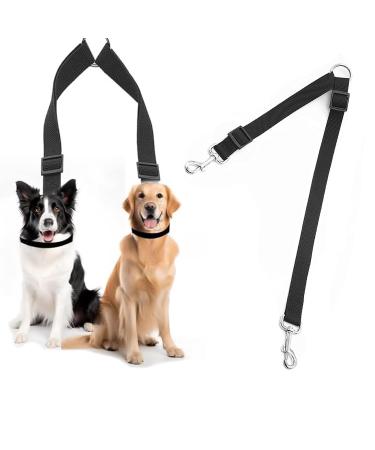 1 piece double dog lead Dual Pet Training Leash Dual Dog Leash Adjustable Dog Leash Splitter Tangle-Free Dual Dog Distribution Leash Suitable for Walking 2 Small to Medium Dogs Black