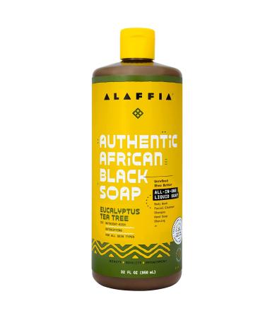 Alaffia Skin Care  Authentic African Black Soap  All in One Liquid Soap  Acne Face Wash  Moisturizing Body Wash  Shampoo  Shaving Soap  Shea Butter  Eucalyptus Tea Tree  32 Fl Oz Eucalyptus Tea Tree 32 Fl Oz (Pack of 1)