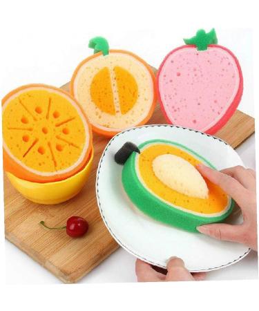 AMOYER 3 Pcs Cartoon Bath Sponge Set | Fruit Shape Cleaning Sponges for Kids & Adults | Fun Bathroom Accessories - Buy Online on SooperMarket.com