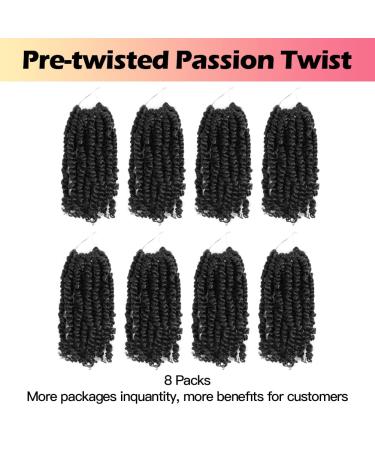 Niseyo 6 Inch Pre-twisted Passion Twist Hair 8 Packs Pre-looped Crochet Short Braids 1B/Natural Black - Buy Online on SooperMarket.com