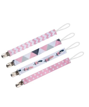 4 Pieces Baby Pacifier Clip Chain Cotton Ribbon Pacifier Holder for Infants Child (6)