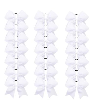 Oaoleer Boutique Teens Women 8" Jumbo Large Cheer Bow Ponytail Holder Elastic Band Handmade for Cheerleading Teen Girls College Sports (21PCS, White 21PCS) 8 Inch (Pack of 21) White 21PCS