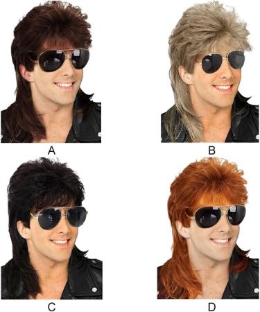 vreplrse Realistic Vintage Wig for Men Comfortable and Durable Materials Fiber Halloween Costume Wig Cover Party Wig Disco Red Brown - Buy Online on SooperMarket.com