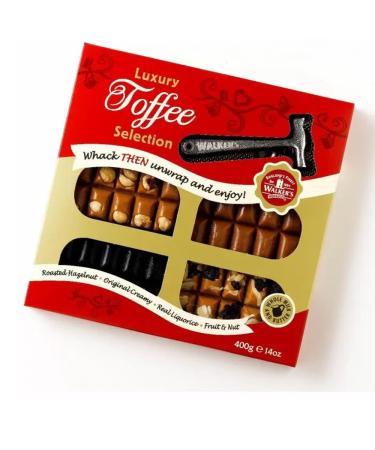 Nonsuch Luxury Toffee Selection Hammer Pack 400g - Roasted Hazelnut Original Creamy Liquorice and Fruit & Nut