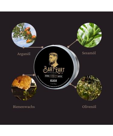 Bartzart Agadir Beard Balm with Muschus Fragrance | 50G Beard Wax for Men | Argan Oil for Healthy Beard Growth | Premium Barber-Grade Formula - Buy Online on SooperMarket.com