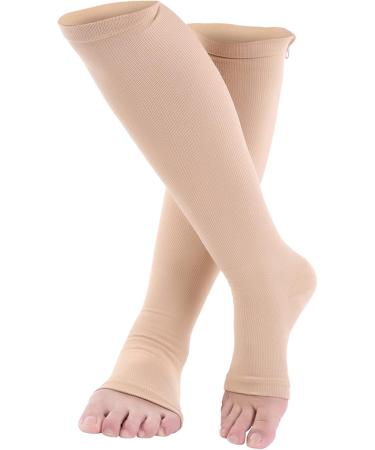 Calves Compression Stockings for Men & Women | Fipelo Compression Socks for Varicose Veins Relief | Breathable Elastic Foot Sleeves (XXL Skin Color) - Buy Online on SooperMarket.com