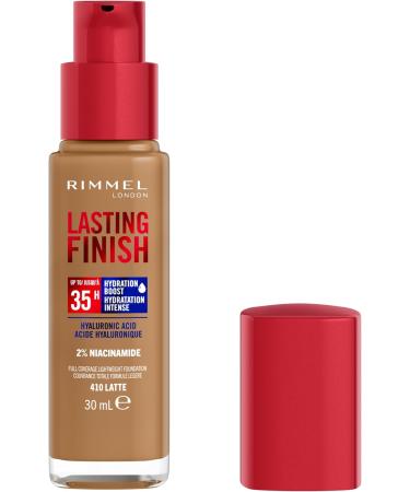 Rimmel London - Lasting Finish 35 Hour Foundation Long-Wearing Hydrating Vegan Formula Full-Coverage - Latte 1 count (Pack of 1) Latte - 410 - Buy Online on SooperMarket.com
