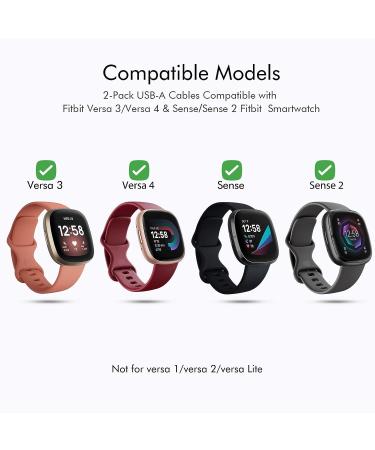 EUCARLOS 2 Pack Charger Cable Compatible with Sense/Sense 2/Versa 4/Versa 3  3.3Ft Replacement USB Charging Cable Dock Stand Sturdy Power Cord for Sense/Sense 2/Versa 4/Versa 3 Smartwatch - Buy Online on SooperMarket.com