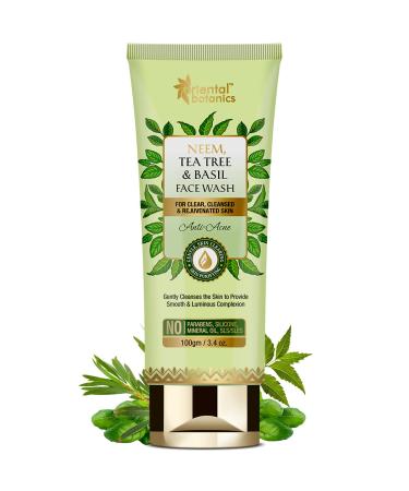 Oriental Botanics Neem Tea Tree And Basil Anti Acne Face Wash - For Clear And Rejuvenated Skin - No Parabens Silicones 100ml