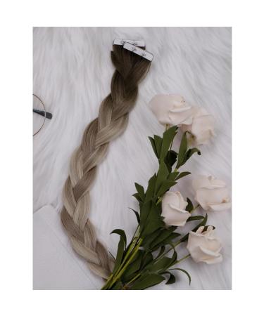 LAAVOO Ombre Blond Real Hair Tape Extensions - 55cm Invisible Seamless #4/7/80 | International Shipping - Buy Online on SooperMarket.com