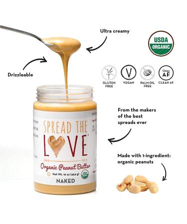 Spread The Love Organic Peanut Butter Naked 16 oz - Premium, Natural & Delicious - Buy Online on SooperMarket.com