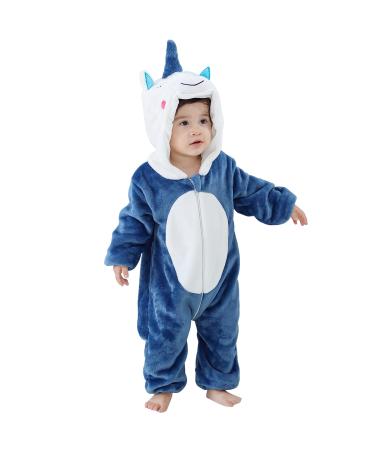 COOKY.D Unisex Winter Animal Hooded Baby Romper 3-36 Months 3-6 Months Blue