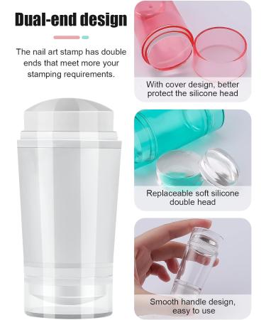 3 Pcs Jelly Nail Art Stamper Set with Double Head Silicone Stampers - Transparent Green Red Soft Nail Stamping Kit for Manicure Tools - Buy Online on SooperMarket.com