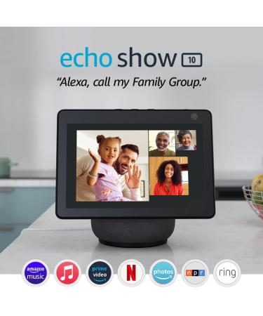 Echo Show 10 (3rd Gen) | HD smart display with motion and Alexa | Charcoal Charcoal Device Only