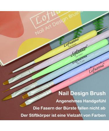 Lofuanna 6pcs Nail Art Liner Brushes Set - Double Ended Dotting Tools for DIY Nail Art Painting & Drawing - Buy Online on SooperMarket.com