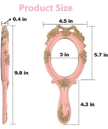 Vintage Handheld Makeup Mirror with Crafted Rose Design - Pink Princess Beauty Vanity Mirror - Buy Online on SooperMarket.com