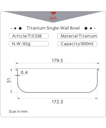 Keith Titanium Ti5338 Ultralight Bowl - 30.4 fl oz | Single-Wall, Durable, and Lightweight - Buy Online on SooperMarket.com