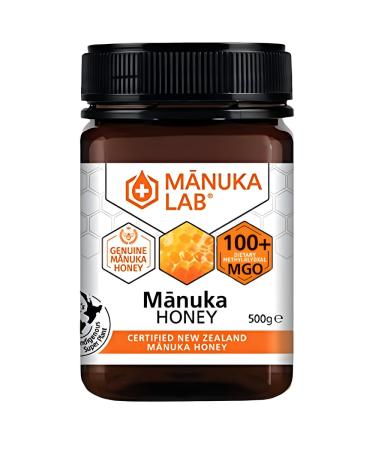 Manuka Lab Certified MGO 100+ Manuka Honey - The Ultimate Natural Sweetener and Energy Booster for Vitality and Healthy Skin | Premium Quality Honey from New Zealand Manuka Honey 500g