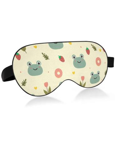 Haskirky Light Blocking Eye Mask Breathable and Adjustable Adult Men and Women Travel on Business Trips Yoga Meditation Light Smooth Comfortable Eye Mask Office Deep Sleep Goodies Cute Cartoon Frog