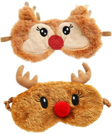 Shop NOLITOY 4 Pcs Animal Eye Masks | Plush Rudolph Eye Cover for Travel & Sleep | Soft Blindfolds for Comfort & Style - Buy Online on SooperMarket.com