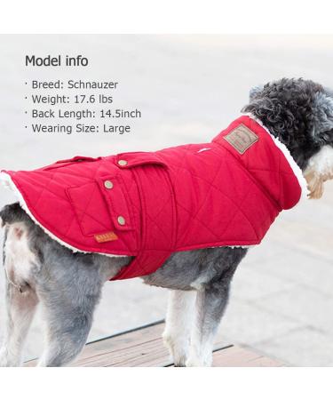 KYEESE Dog Cold Weather Coat | Windproof Padded Sherpa Warm Jacket for Large Dogs | Red XX-Large | Leash Hole | Dog Apparel - Buy Online on SooperMarket.com