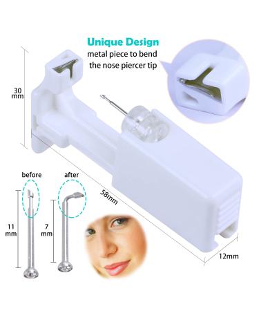 Firstomato Sterile Nose Piercing Gun Kit - Safe Self-Use Nose Ring Tool with Hypoallergenic Studs - 2pcs Clear Silver Crystals - Buy Online on SooperMarket.com