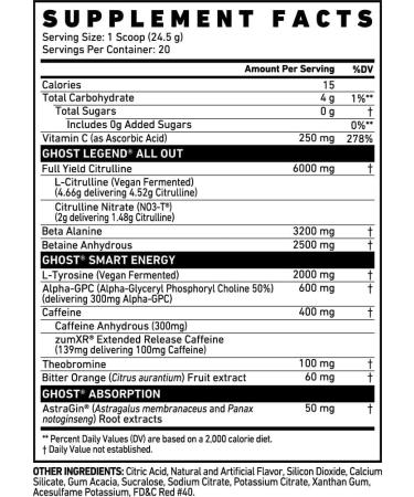 Legend All Out Pre-Workout | Caffeine L-Citrulline & Beta Alanine Blend for Pump Energy & Focus | Sugar-Free Pre-Workout | 40 Servings 400G (Blue Raspberry) - Buy Online on SooperMarket.com