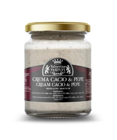 Valnerina Tartufi Cacio e Pepe Cream Italian Pasta Ready Sauce (Cheese & Pepper) | Bruschette and Starter Sauce Pasta Seasoning Sauce | Gastronomic Specialty | 90 gr jar.