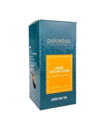 PekoeTea Edinburgh Orange Blossom Oolong Tea - Taiwanese Oolong with Orange Luxury Blend - Hot and Ice Tea - Loose Leaf or Teabags 50g Box