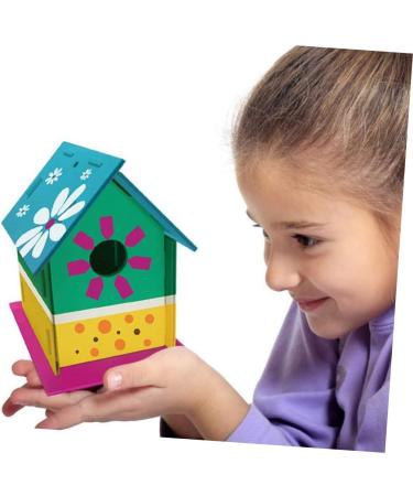 Unomor 2-Station DIY Wooden Bird Nest & House for Little Birds - Unfinished Birdhouses for Crafting - Buy Online on SooperMarket.com
