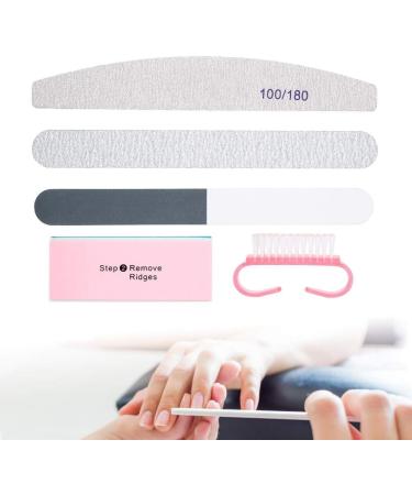 Set Of 5 Durable Nail Files and Powder Brushes - Buffing Tools with Various Grits for UV Gel Polish and Nail Accessories - Buy Online on SooperMarket.com