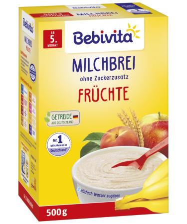 Bebivita milk porridge fruit no added sugar pack of 2 (2 x 500g)