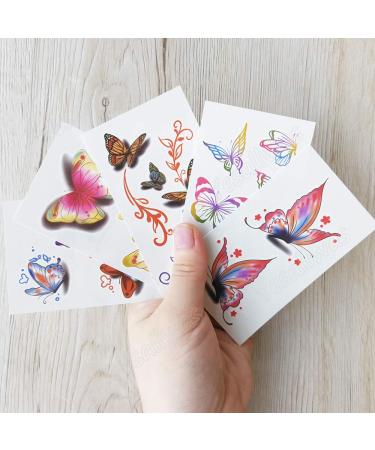 Yesallwas Butterfly Temporary Tattoos for Women - 30 Sheets | Waterproof 3D Fake Tattoos Stickers | Long Lasting and Stylish Butterfly Designs - Buy Online on SooperMarket.com