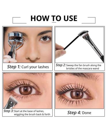 5PCS Eyelash Brush Separator & Comb Set - Prevent Clumping Easy-to-Use Mascara Fan Tools for Perfect Eye Brow Application - Black - Buy Online on SooperMarket.com