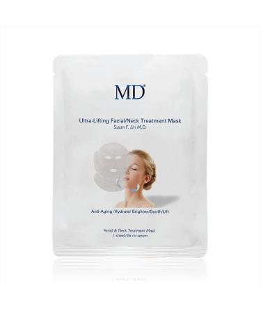 MD Ultra Lifting Mask for Face & Neck- AntiAging Double Chin Reducer - Hydrating Face Slimming Mask - Fast Acting Serum Sheet Mask for Contouring Tightening -Anti Wrinkle Treatment for All Skin Types