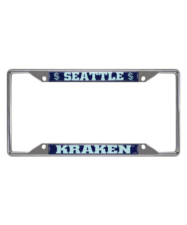 FANMATS 30719 Seattle Kraken Chrome Metal License Plate Frame, Stainless Steel, 6.25in x 12.25in