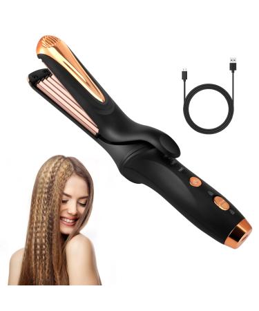 1 Inch Mini Wireless Hair Crimper USB Rechargeable Crimping Iron Hair Crimper 3 Temperature Control Crimper Iron for Fluffy Hairstyle Corn Krimping Safety Lock Crimper Hair Iron for All Hair Types