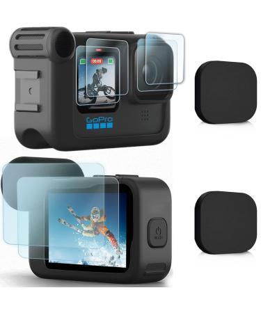 FiTSTILL 8pcs Screen Protector for GoPro Hero 11 /Hero 10 /Hero 9 Black Fit Media Mod Ultra Tempered Glass Protective Foils with Lens Cover Accessories Kit