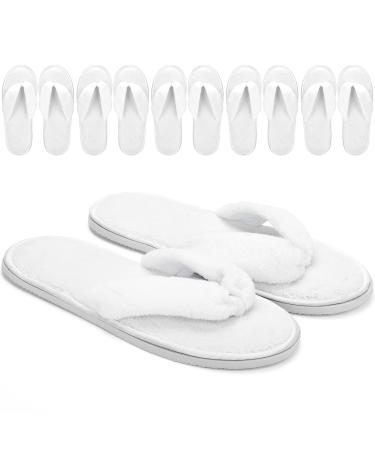 Frcctre 6 Pack Flip Flop Spa Slippers Fluffy Coral Fleece Reusable House Slippers Guest Slippers Hotel Slippers for Guests Hotel Travel Washable Not Disposable