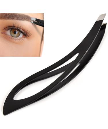 Wide Grip Slant Tweezers - German Stainless Steel - Hand-Filed Slanted Tips for Ultra-Precision - Tweezers for Eyebrows and Nose/Ear/Facial Hair - Professional Grade (Black) - Buy Online on SooperMarket.com
