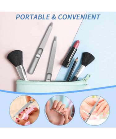 2Pcs Stainless Steel Nail Files for Natural Nails - Double-Sided Diamond File for Mothers Day Gifts - Washable and Reusable Metal Nail File - Buy Online on SooperMarket.com