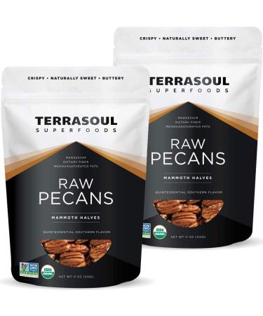 Terrasoul Superfoods Organic Pecans, 22 Oz - Mammoth Halves | Fresh | Raw