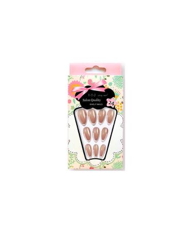 24PCS Shiny Medium Ballerina Press-On Nails - Full Cover French Nail Art for Women & Girls | Stylish White Edge Design - Buy Online on SooperMarket.com