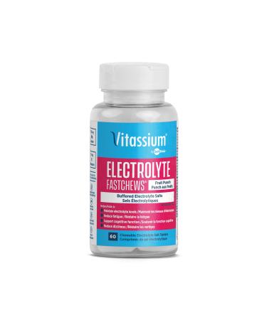 Vitassium FastChews - Fruit Punch Flavored Chewable Electrolytes - Sodium and Potassium for Rapid Relief - Non-GMO Vegan Gluten & Allergen Free - 60 Electrolyte Tablets Per Bottle