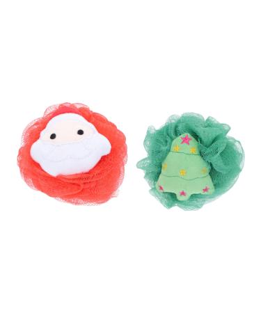 2pcs Bath Ball Xmas Shower Ball Bath Back Scrubber Soft Bathing Accessories Body Wash Sponge Exfoliating Bath Sponge Mesh Body Scrubber Shower Loofah Ball Shower Loofahs Balls Pe