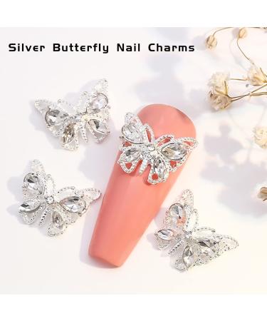 10 PCS 3D Metal Butterfly Nail Charms with Diamonds - Gold/Silver Rhinestone Nail Art Decoration - DIY Alloy Jewelry Accessories - Buy Online on SooperMarket.com